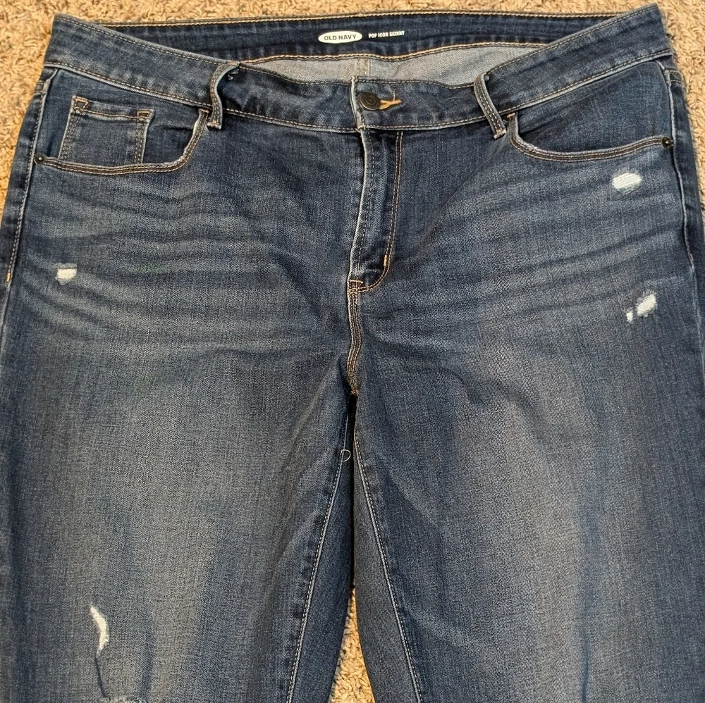 Pop Icon Skinny Old Navy High Rise Distressed Skinny Jeans Sz 16 Long